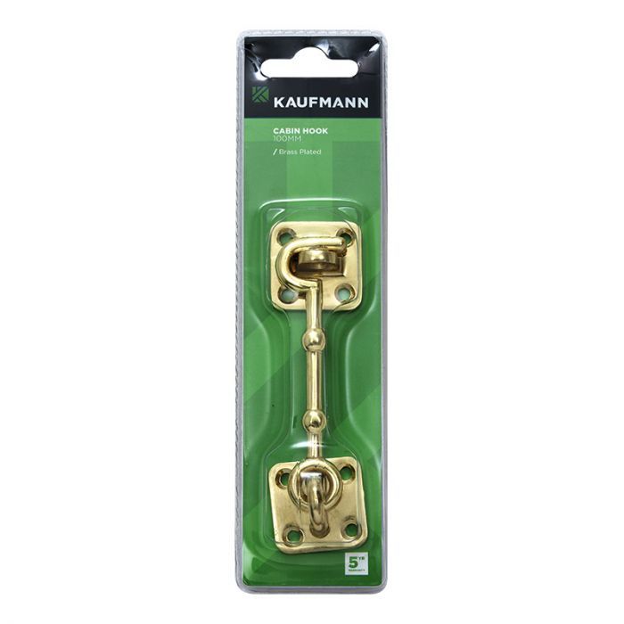 Kaufmann - Cabin Hook 100mm Brass Plated -Zamac - 2 Pack