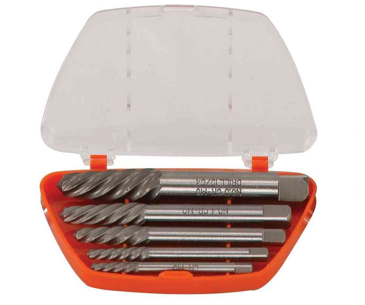 Force - 5 Piece Screw Extract Set 7/64 9/64 5/32 1/4 19/64