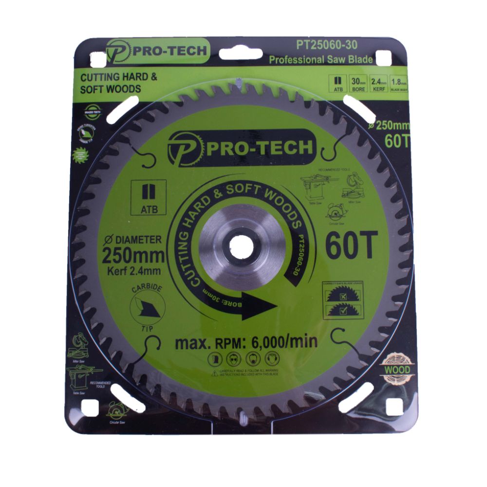Pro-Tech - Saw Blade Tct 250 x 2.4 x 30 x 60T Wood Prof.