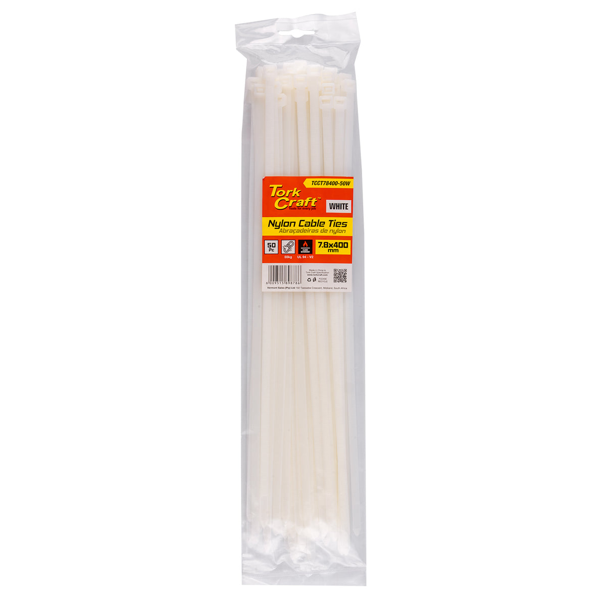 Tork Craft Nylon Cable Ties 7.6Mm X 400Mm White 50Pc