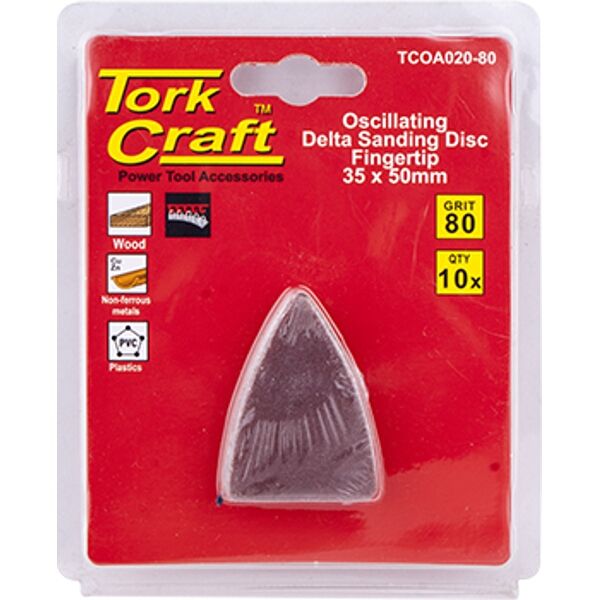 Tork Craft Oscillating Sandpaper A/O 35X50mm 10Pc Fingertip 80Grit