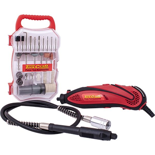 Tork Craft Mini Rotary Tool & 72 Piece Accessory Kit With Flexible Shaft