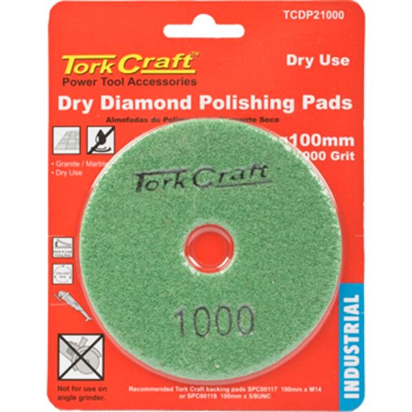 Tork Craft 100mm Diamond Polishing Pad 1000 Grit Dry Use