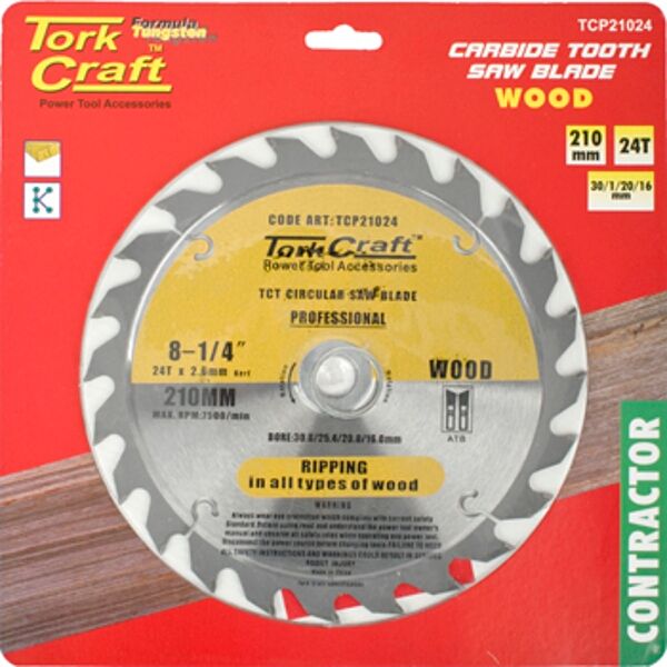 Tork Craft Blade Contractor 210 X 24T 30/1/20/16 Circular Saw TCT