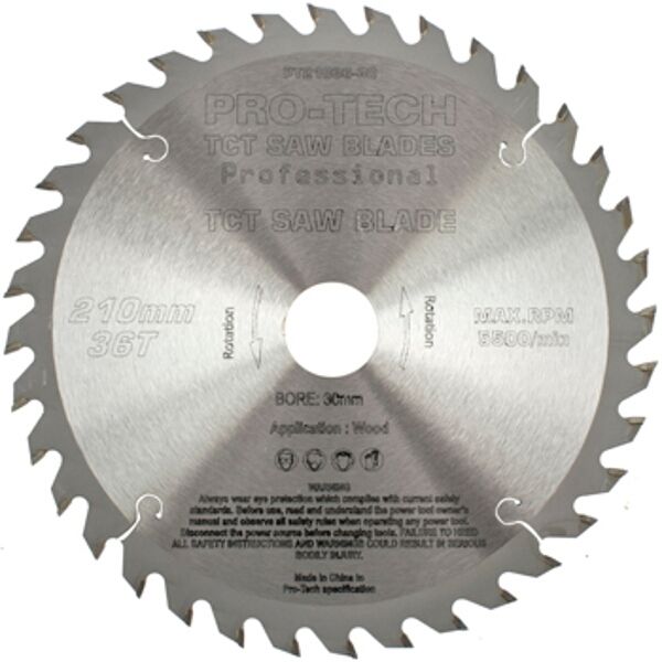 Pro-Tech Saw Blade Tct 210X2.4X30X36T Wood Prof. Pro-Tech Fes. Ts75