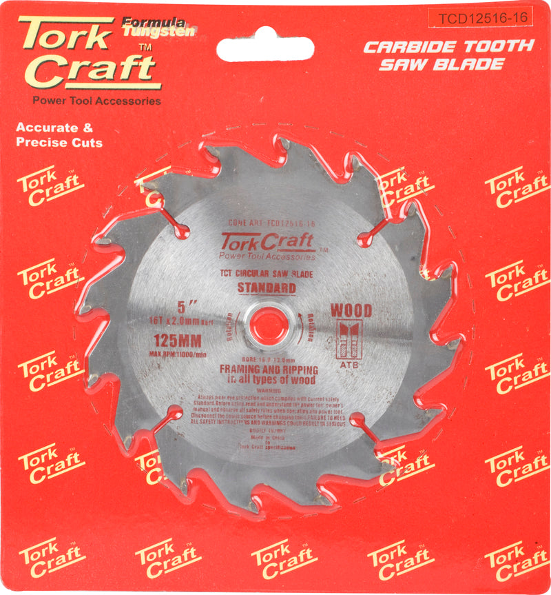 Tork Craft - Blade Tct 125 x 16T 16/13 General Purpose Wood