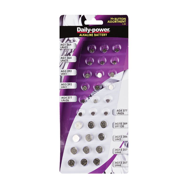 Batteries - 30 Piece - Alkaline - Assorted - 1.5V - 2 Pack