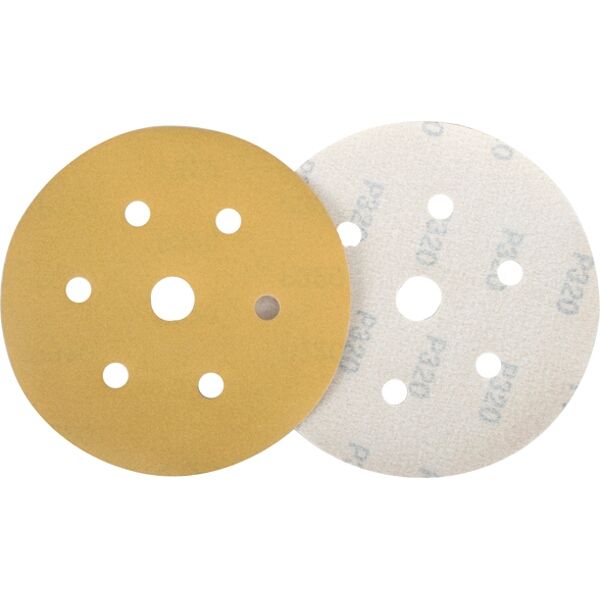 Tork Craft Gold Hook & Loop Disc (50 Pieces) 320 Grit 150mm X 6+1 Holes