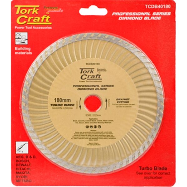 Tork Craft Diamond Blade 180X22.22mm Turbo Wave