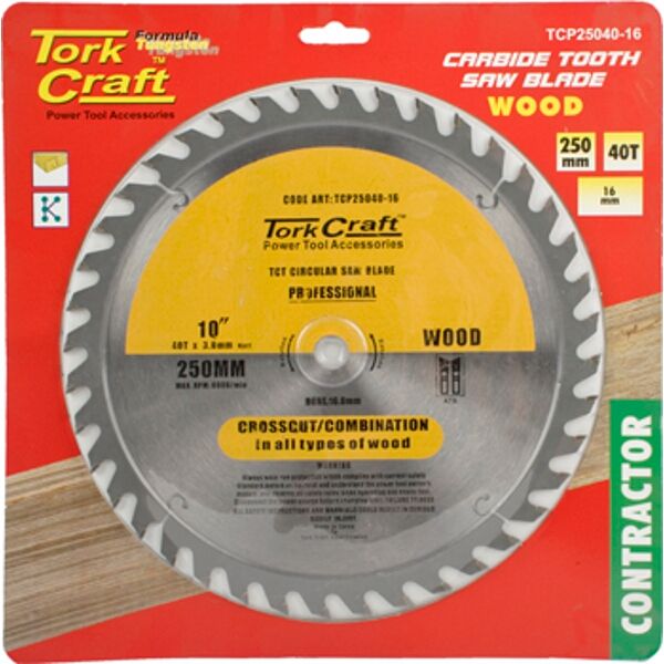 Tork Craft Blade Contractor 250 X 40T 16mm Circular Saw TCT