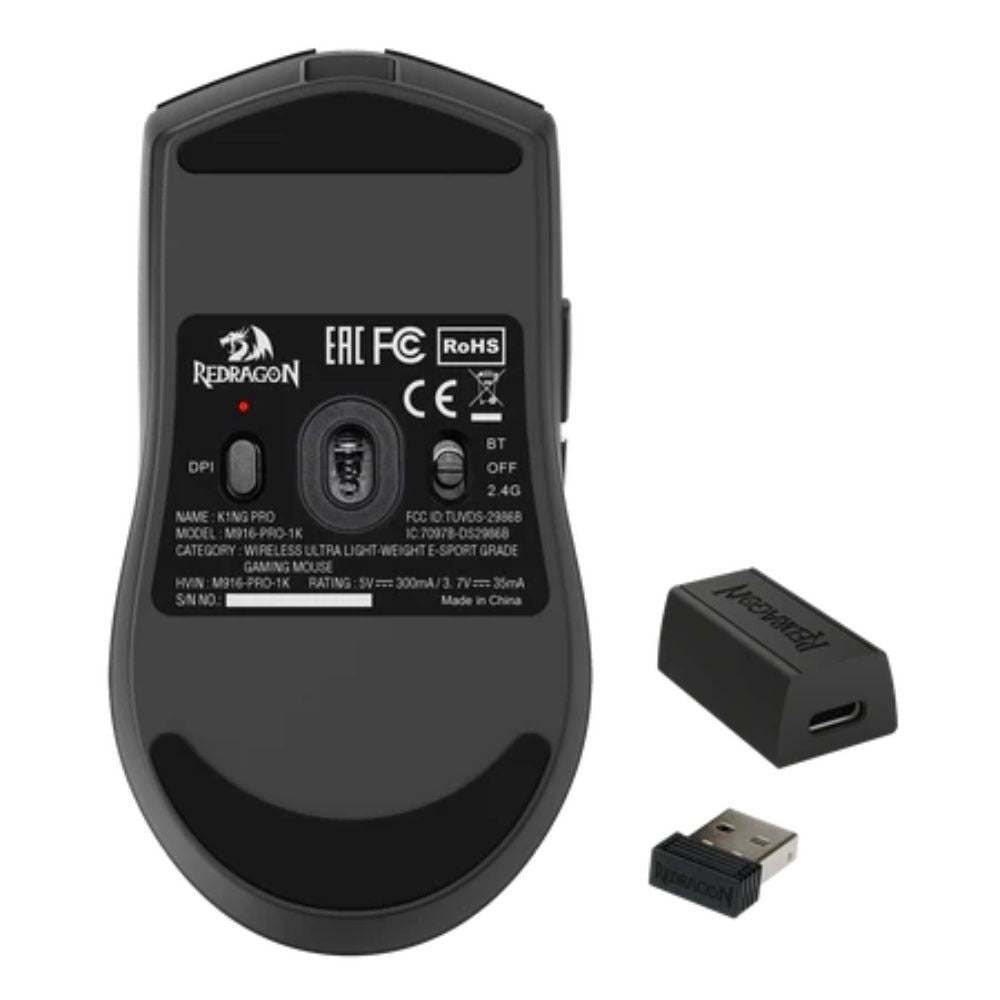 Redragon M916 PRO 26000DPI 5-Button Wireless Gaming Mouse - Black - White