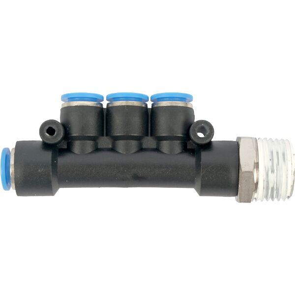 Aircraft Pu Hose Fitting Manifold 4 x 8mm Port x 1/2'M
