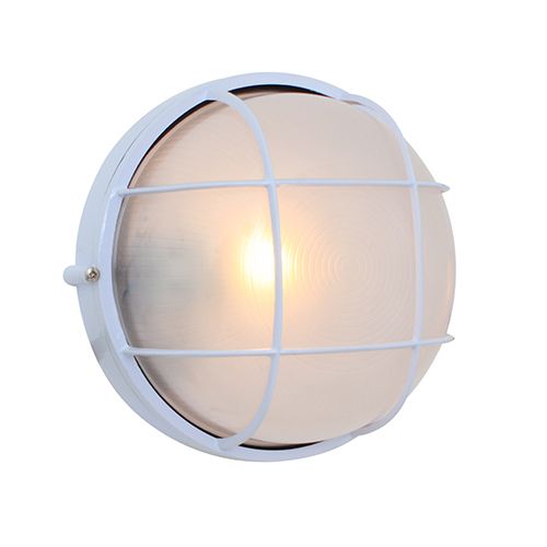 Round Large Grid Bulkhead 240mm White E27