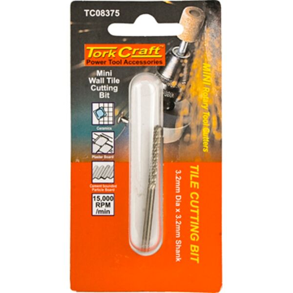 Tork Craft Mini Wall Tile Cutting Bit 3.2mm x 3.2mm Shank