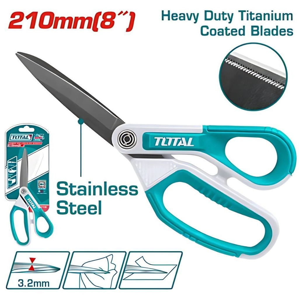 Total 8'/210Mm Rubber Grip Long-Blade Scissors Bld Thickness = 3.2Mm