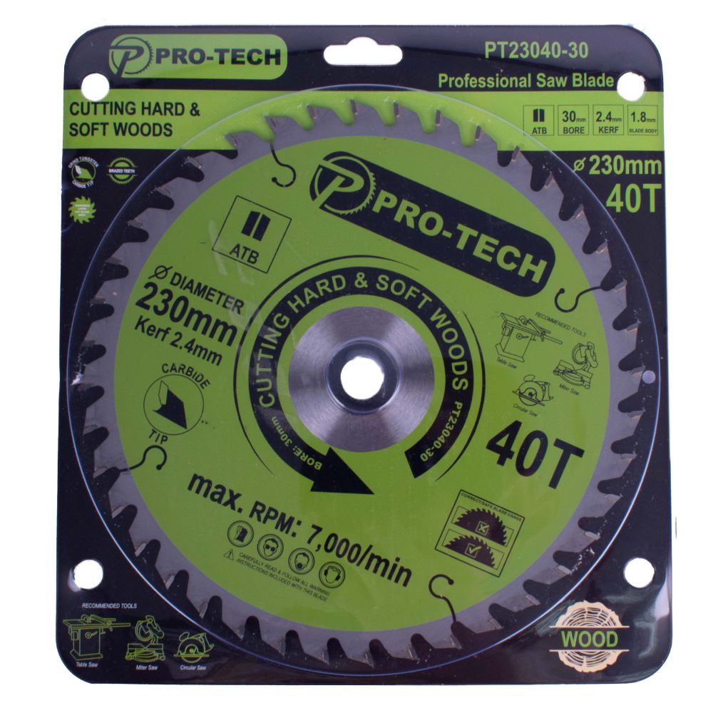 Pro-Tech - Saw Blade Tct 230 x 2.4 x 30 x 40T Wood Prof.