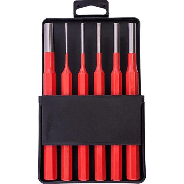 Tork Craft Tork Craft Pin Punch Set 6Pc - 2.5, 3.5, 4. 5, 6, 8, 10mm Red