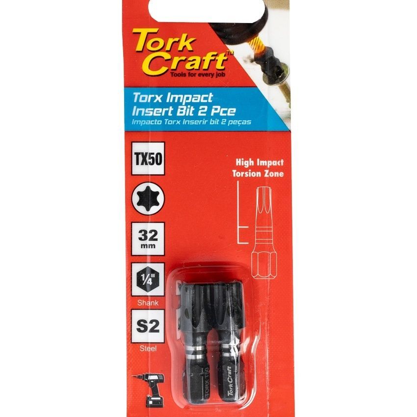 Tork Craft Torx Tx 50 Impact Insert Bit 25Mm 2Pc Carded