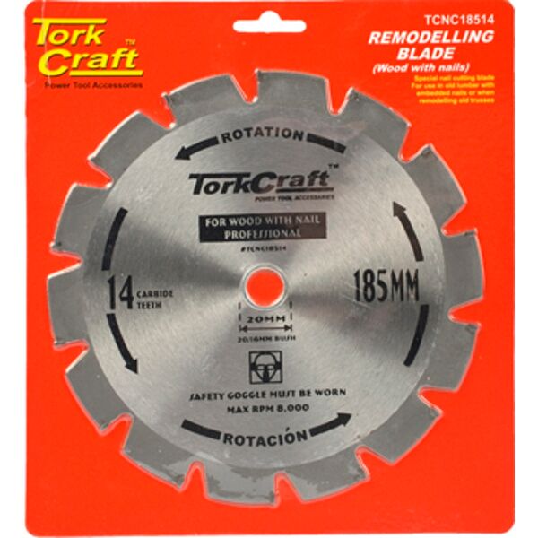 Tork Craft Blade TCT Nail Cutting 185X14T 20-16mm