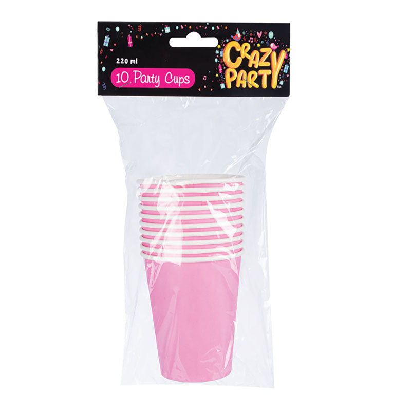 Party Cups - Party Accessories - BPA Free - Pink - 220 ml - 10 Pieces