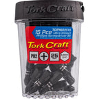Tork Craft Impact Phil.2 X 25Mm Insert Bit 15Pc Tic Tac Case Ph2