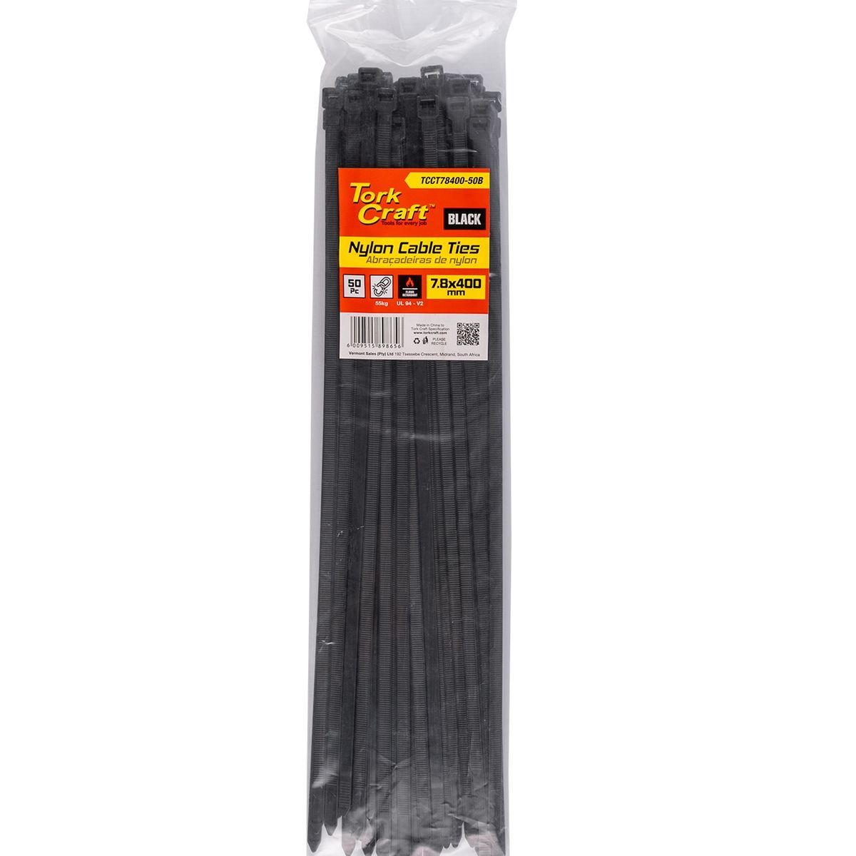 Tork Craft Nylon Cable Ties 7.6Mm X 400Mm Black 50Pc