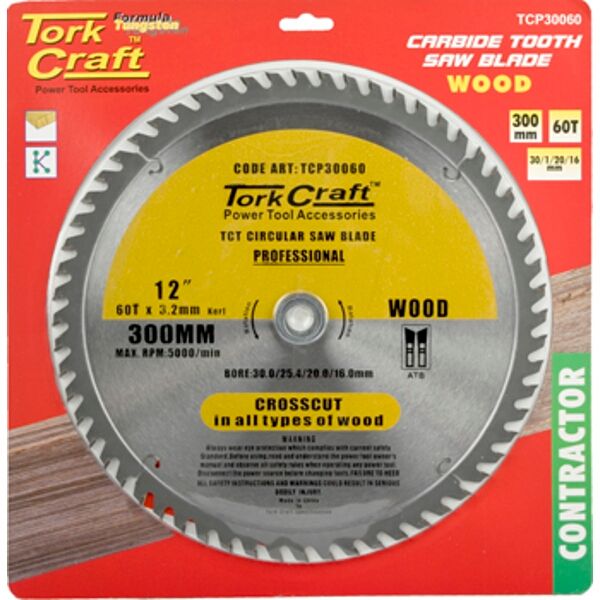 Tork Craft Blade Contractor 300 X 60T 30/1/20/16 Circular Saw TCT