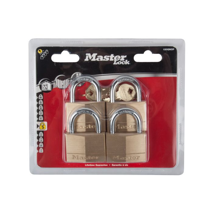 Mackie - Master Pad Lock Brass 4Pack 50mm Keyd Alike