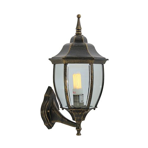 Lantern 6 Panel Large Up-Facing Black Gold