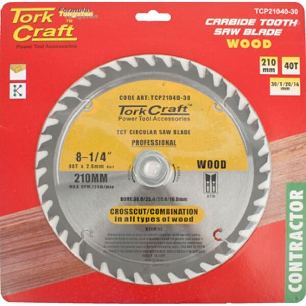 Tork Craft Blade Contractor 210 X 40T 30-1-20-16 Circular Saw TCT