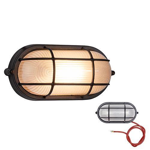 Braai Light Bulkhead Oval Small Black