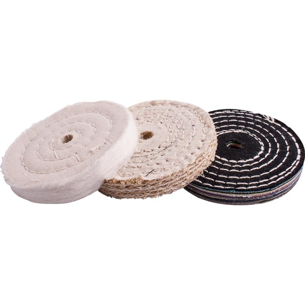 Tork Craft Buffing Wheel Kit 3 Pieces 150mm White & Denim Stiched