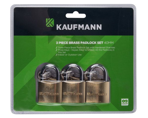 Kaufmann Lock Set - Brass - 40mm 3 Piece