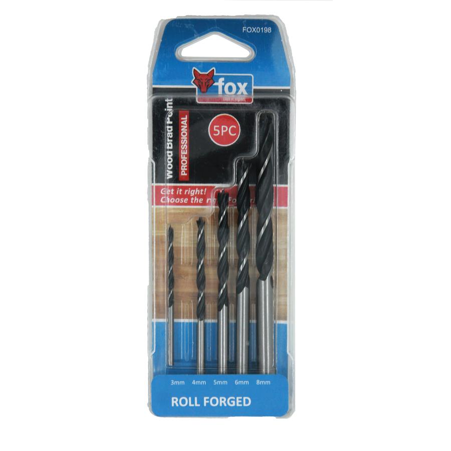 Drill Set Fox Wood Brad 3-8Mm 5Piece