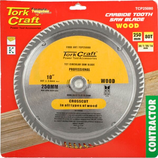 Tork Craft Blade Contractor 250 X 80T Atb 30/16 Circular Saw TCT