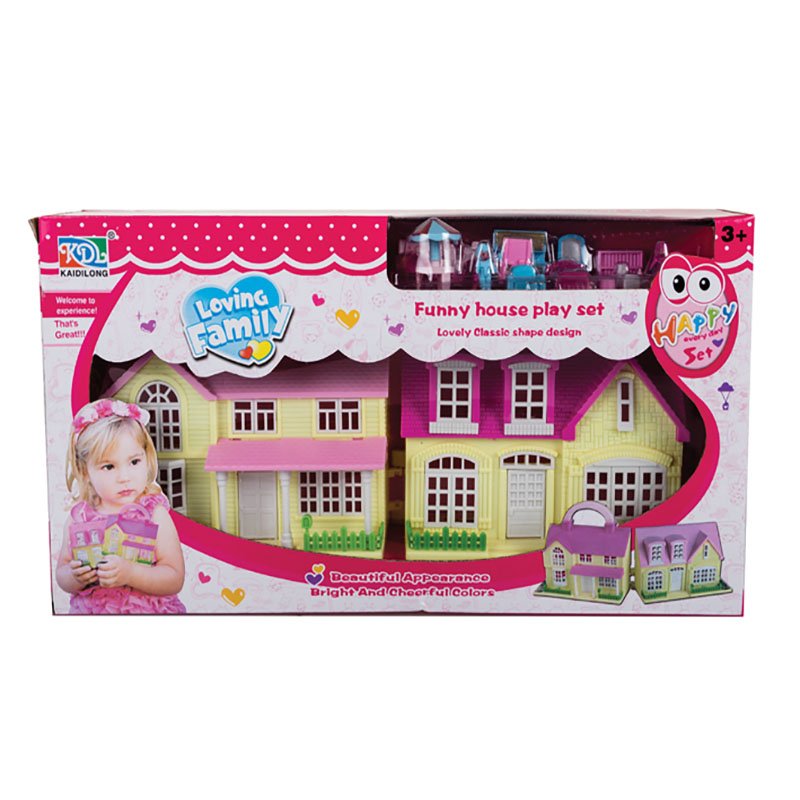 Kids Toy - Play House Set - BPA-Free Plastic - Yellow & Pink