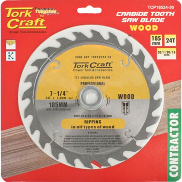 Tork Craft Blade Contractor 185 X 24T 30/20/16/1 Circular Saw TCT