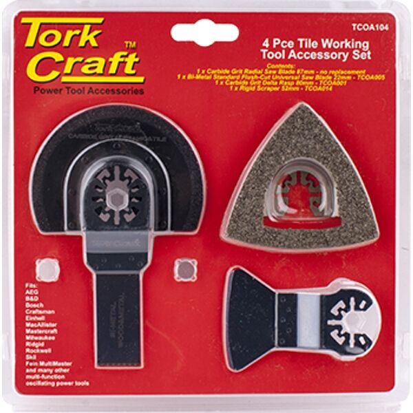 Tork Craft Quick Change Oscillating Tile Working Accessory Kit 4Pc