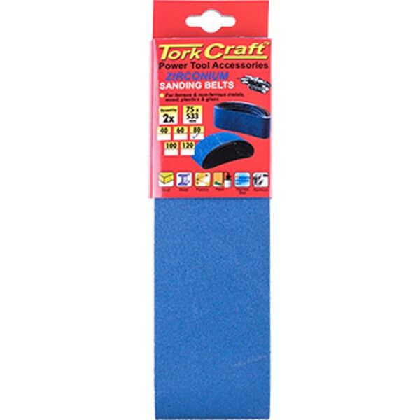 Tork Craft Sanding Belt Zirconium 75 x 533mm 80Grit 2/Pack