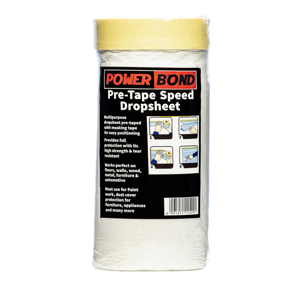 Powerbond Pre-Tape Drop Sheet 1.1Mx30M 8 cm Single Sided Tape