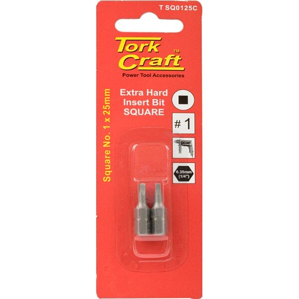 Tork Craft Square Recess Ins. Bit No.1x25mm 2/Card