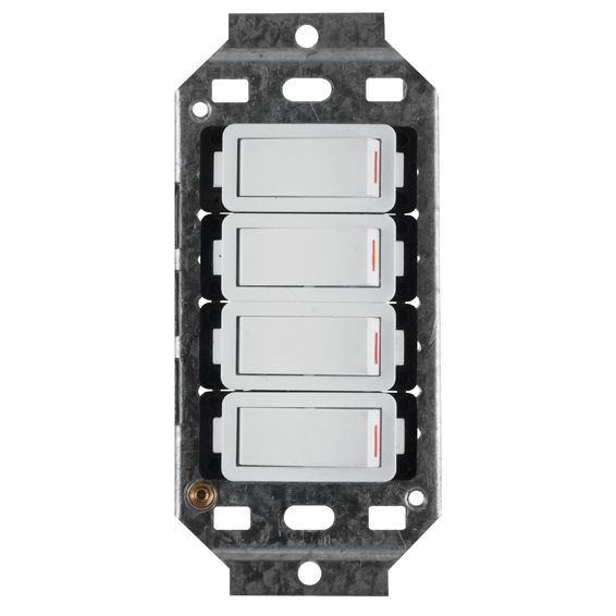 Crabtree Classic 4 Lever 4x1 Way 20A Switch & Yoke White 50x100mm