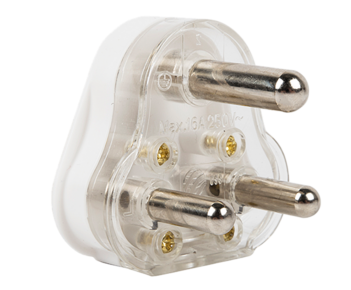 Electricmate 16Amp Hollow Pin Plug Top - White