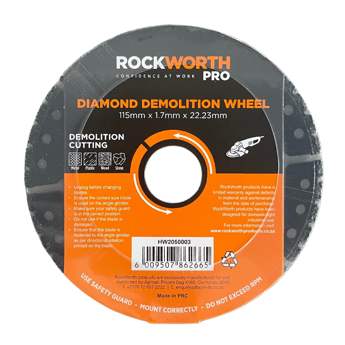 Rockworth Pro Diamond Demolition Wheel 115Mm Nipper