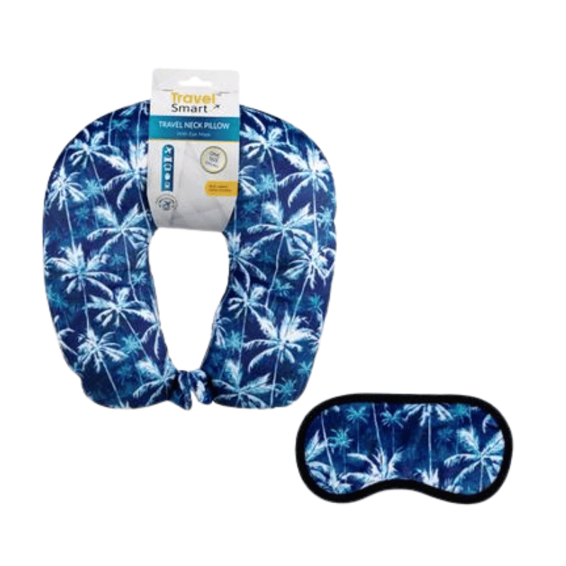Travel neck pillow w/eye mask