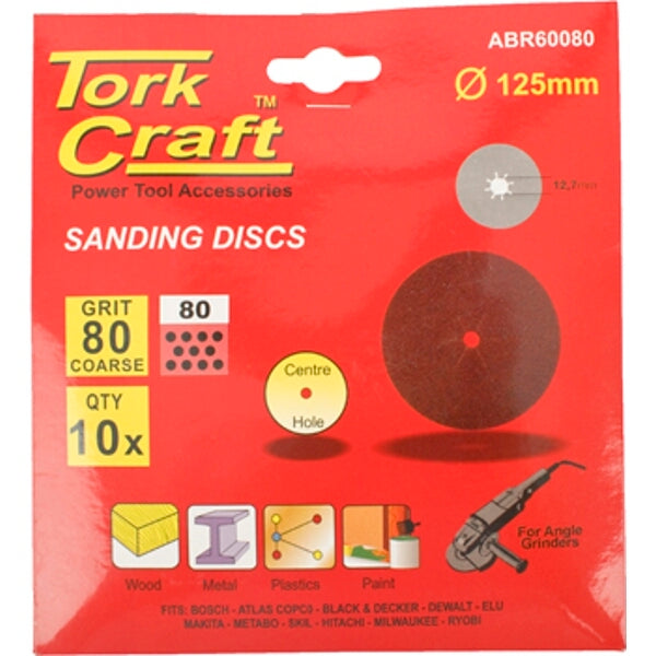 Tork Craft - Sanding Disc - 10 Piece - 125mm - 80 Grit