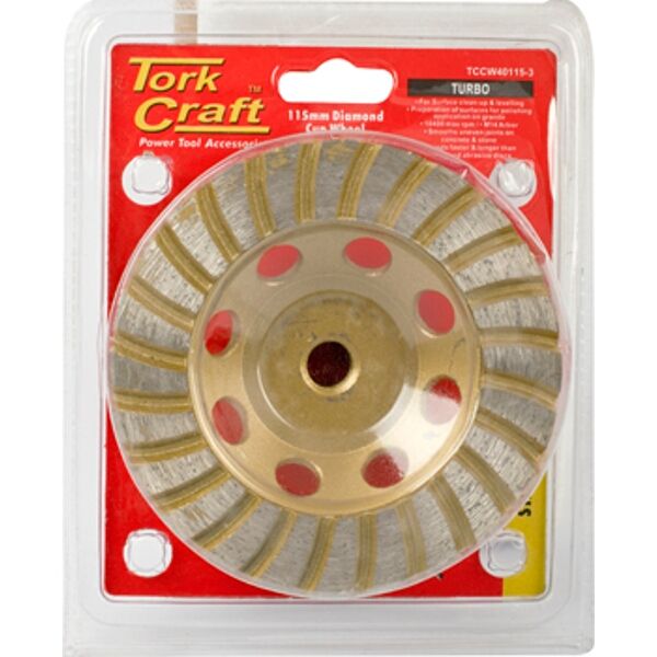 Tork Craft Dia. Cup Wheel 115mm x m14 Turbo Cold Pressed