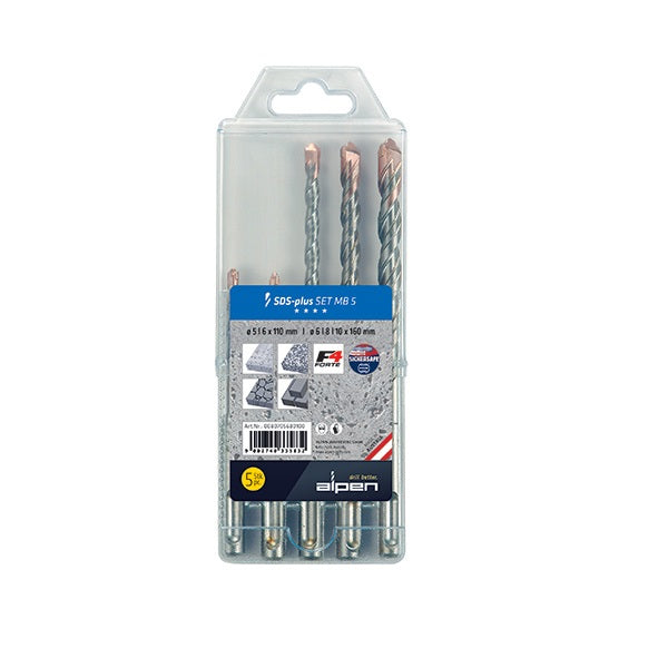 ALPEN - F4 SDS Drill Bit Set 5 Piece