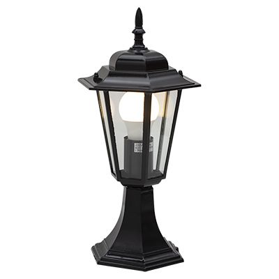 Lantern 6 Panel Pedestal Black
