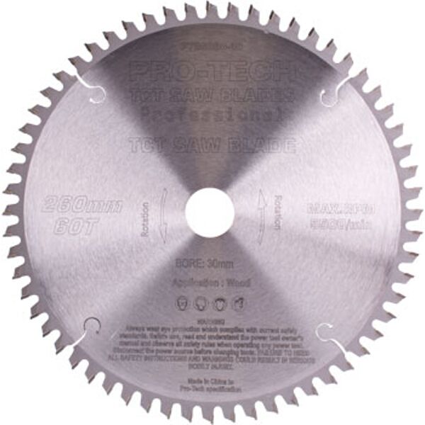 Pro-Tech Saw Blade Tct 260X2.5X30X60T Wood Prof. Pro-Tech Fes. Kapex